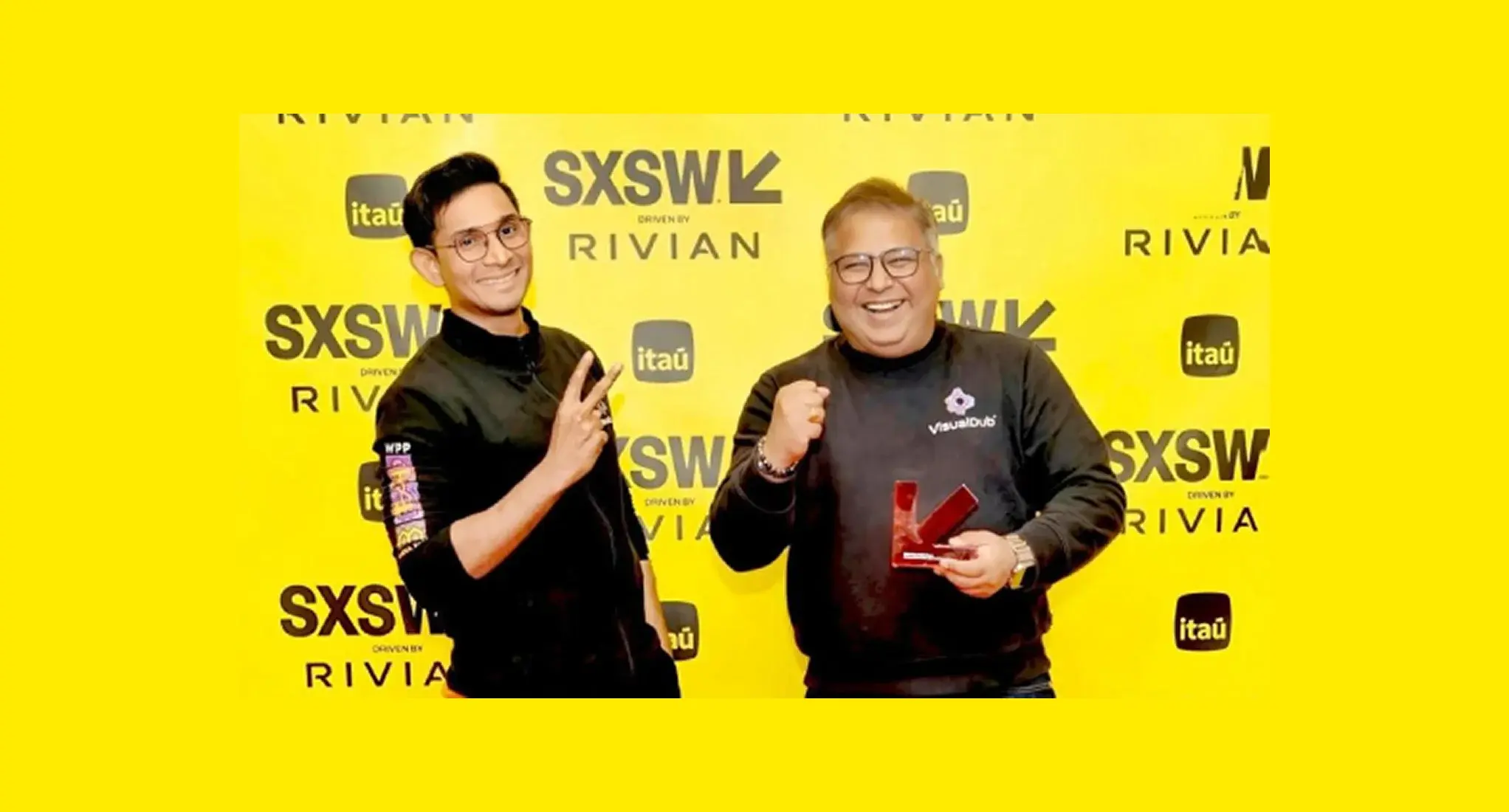 SXSW Pitch Winner logo: VisualDub recognized for breakthrough in Entertainment & Content AI.